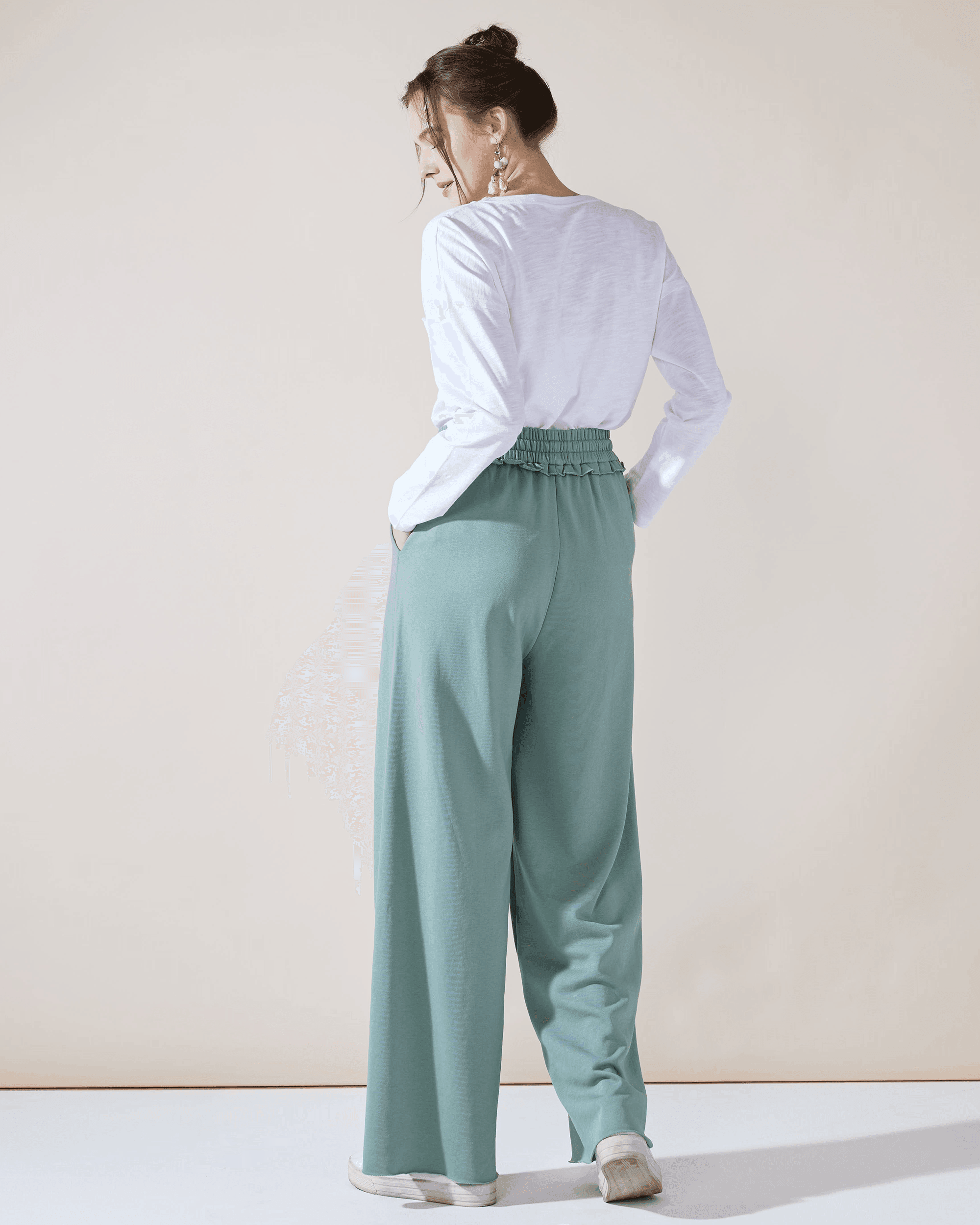 Mint Green Wide Leg Sweatpants