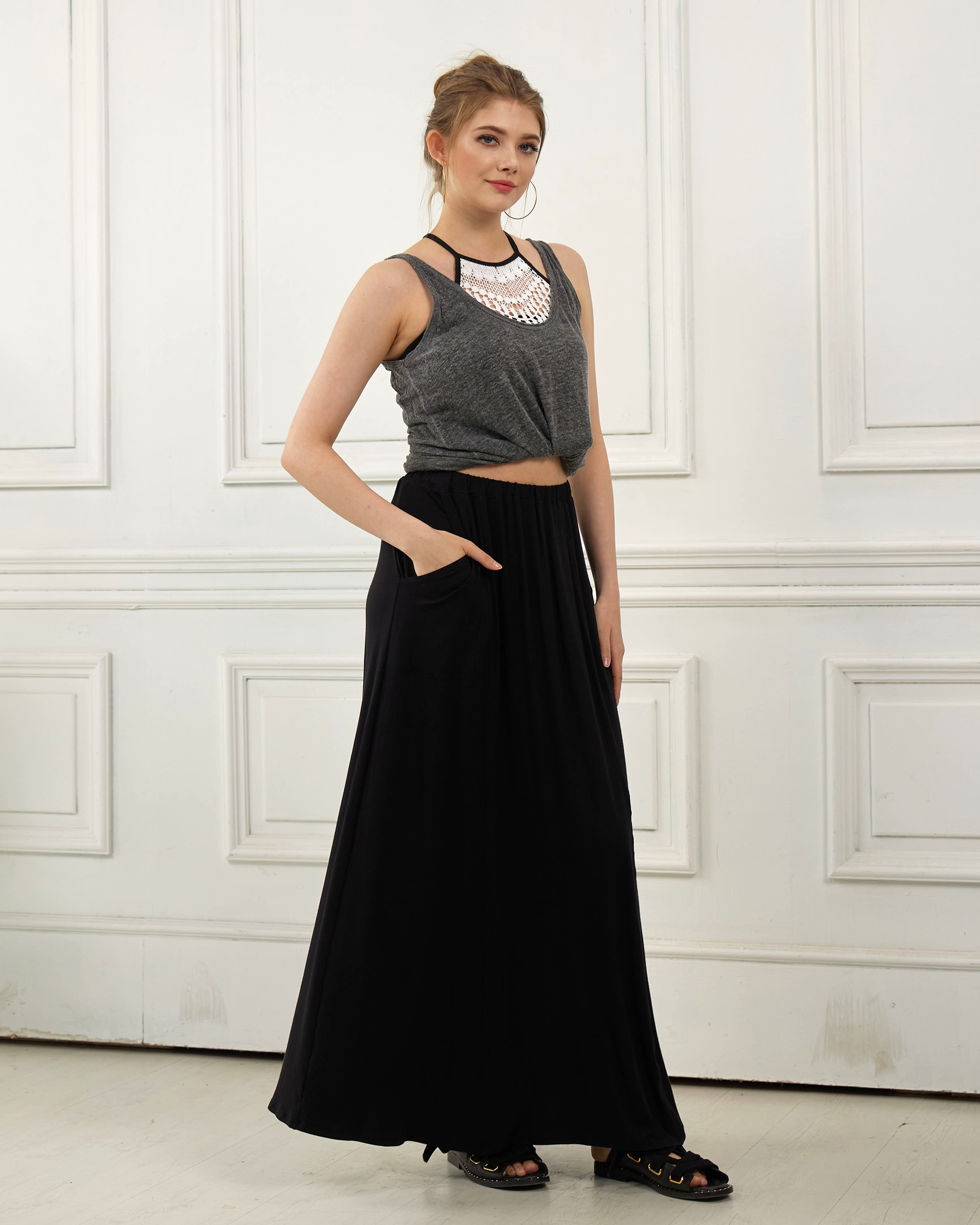 Black Maxi Skirt - Soft & Lightweight Design