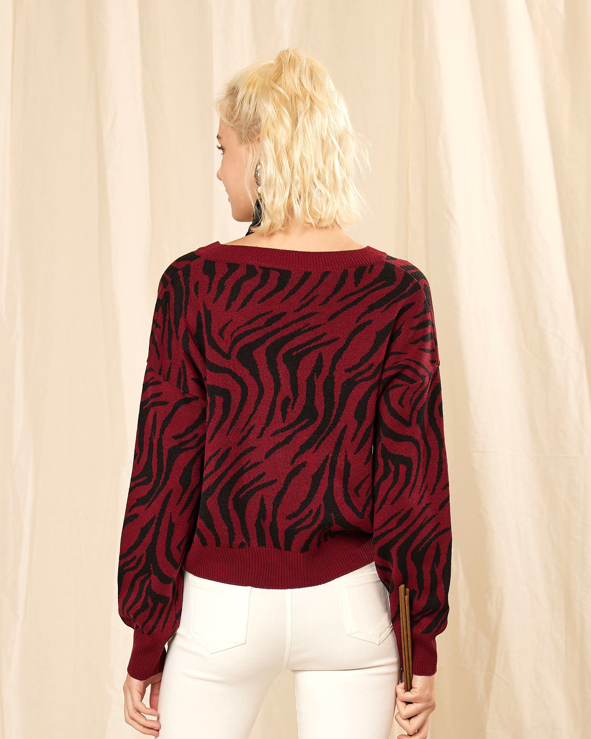 Burgundy Animal Print Sweater