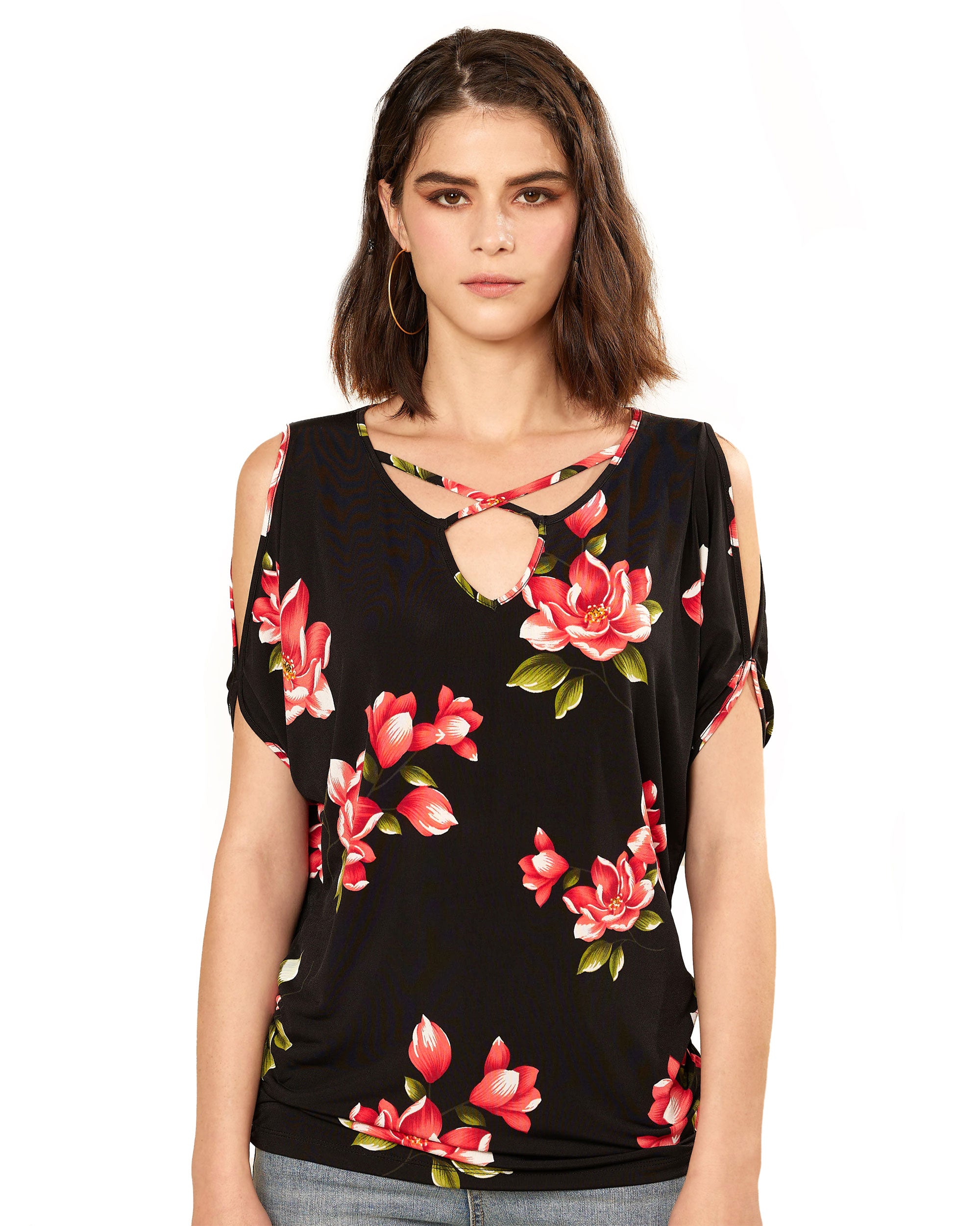 Red Floral Dolman Top: Vibrant & Stylish