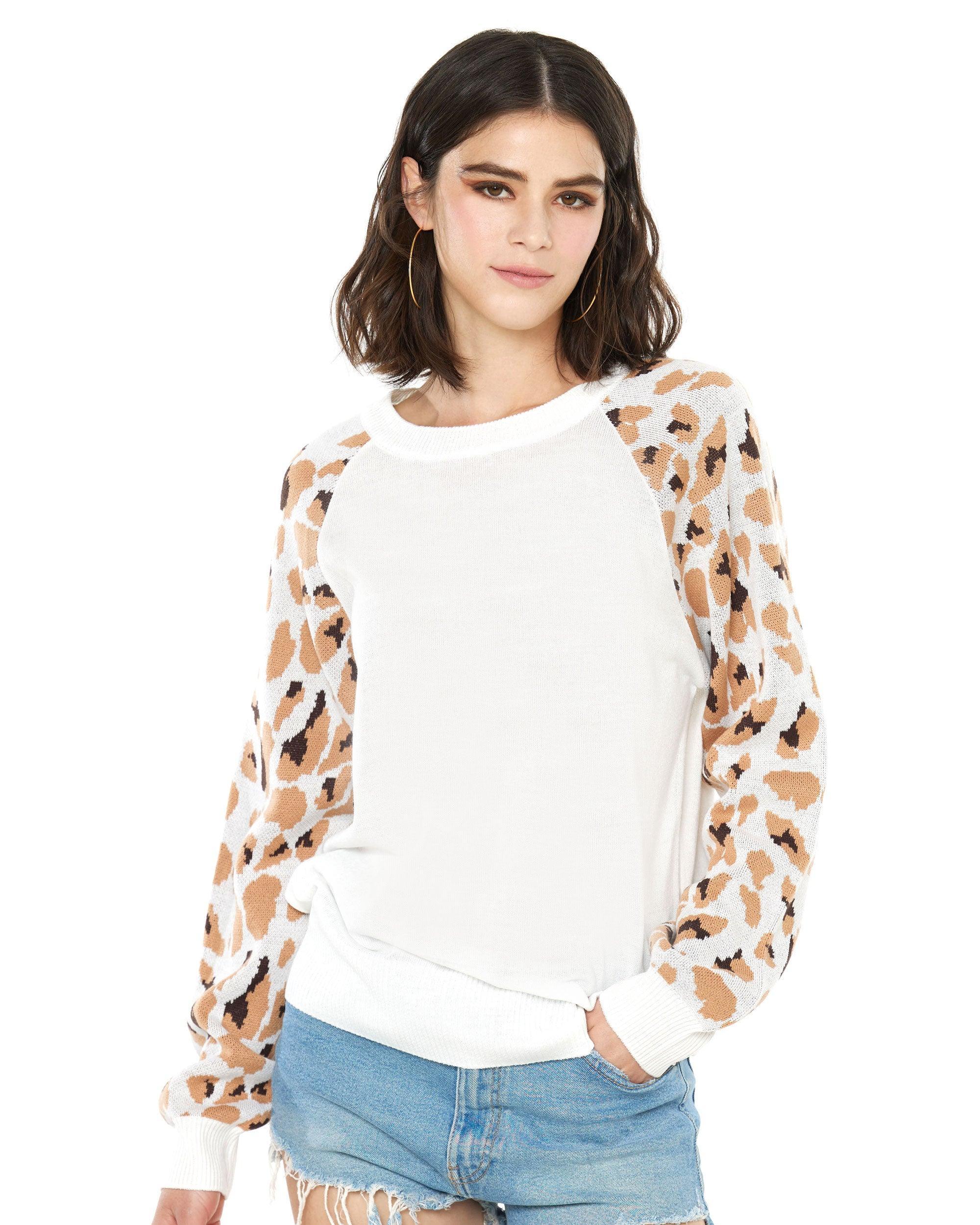 Animal Print Sweater (Leopard) - Off White - noflik