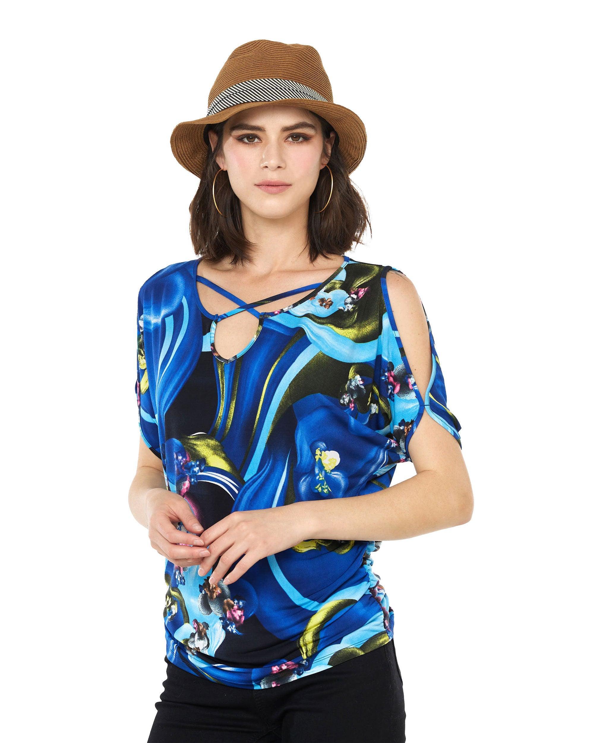 Blue Floral Dolman Top: Springtime Chic