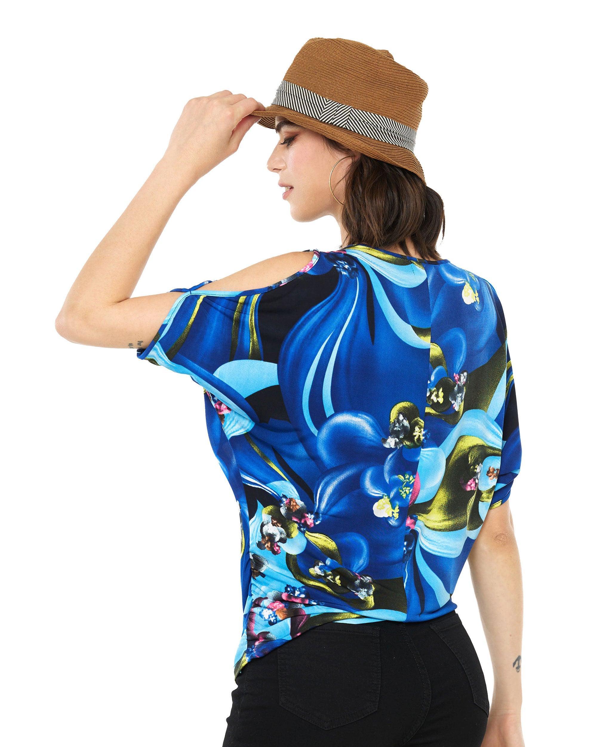 Blue Floral Dolman Top: Springtime Chic