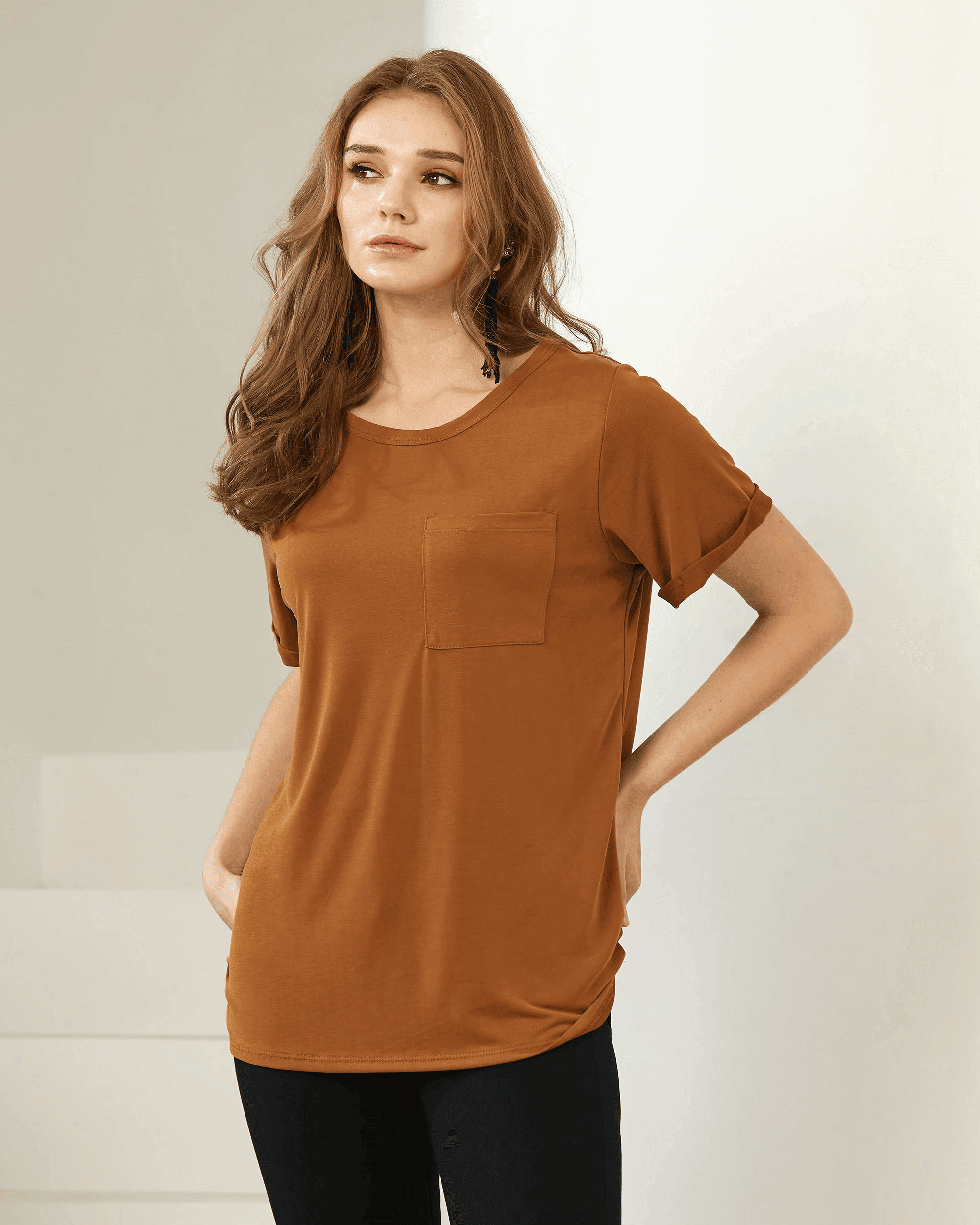 Camel Cupro Short Sleeve Style