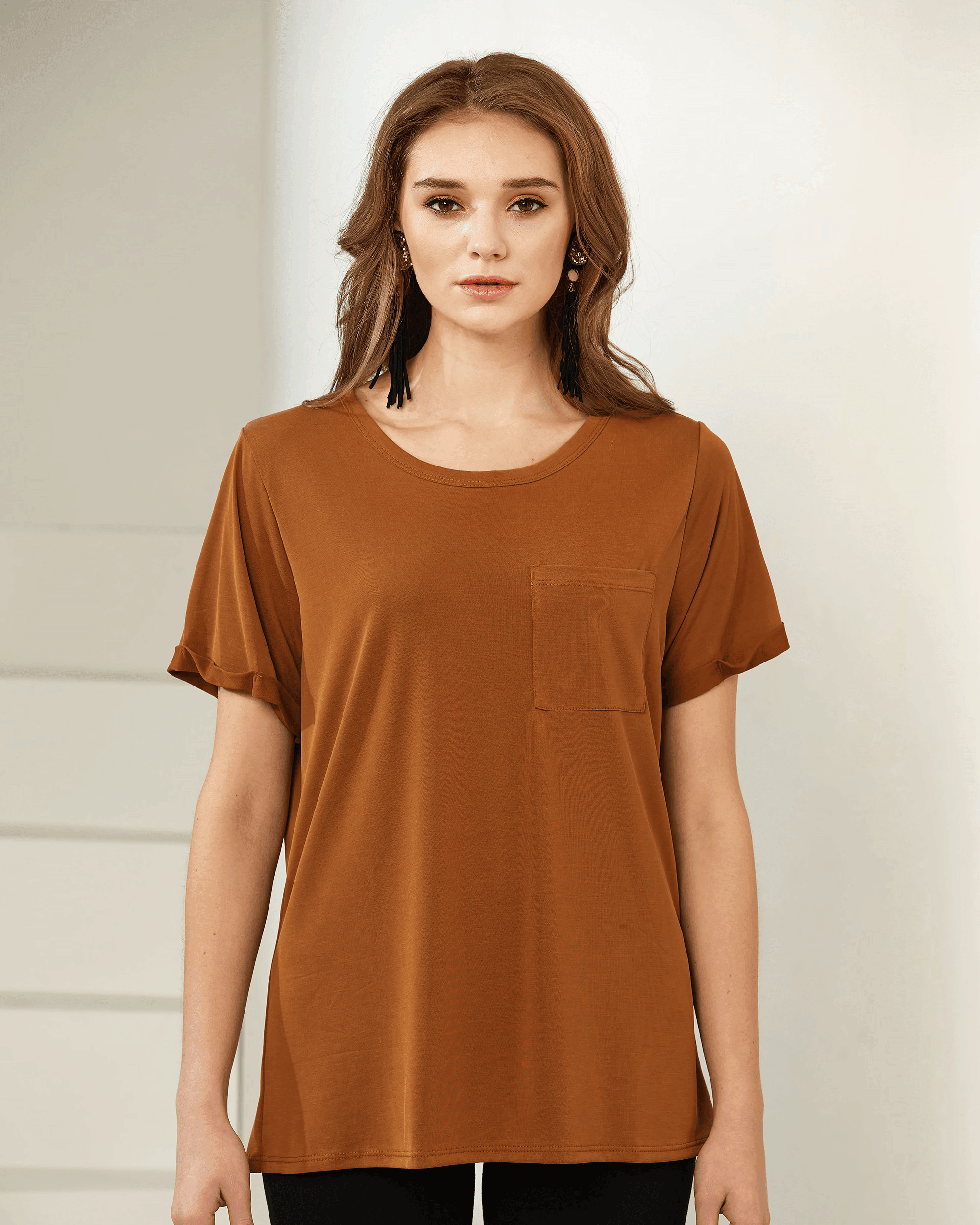 Camel Cupro Short Sleeve Style