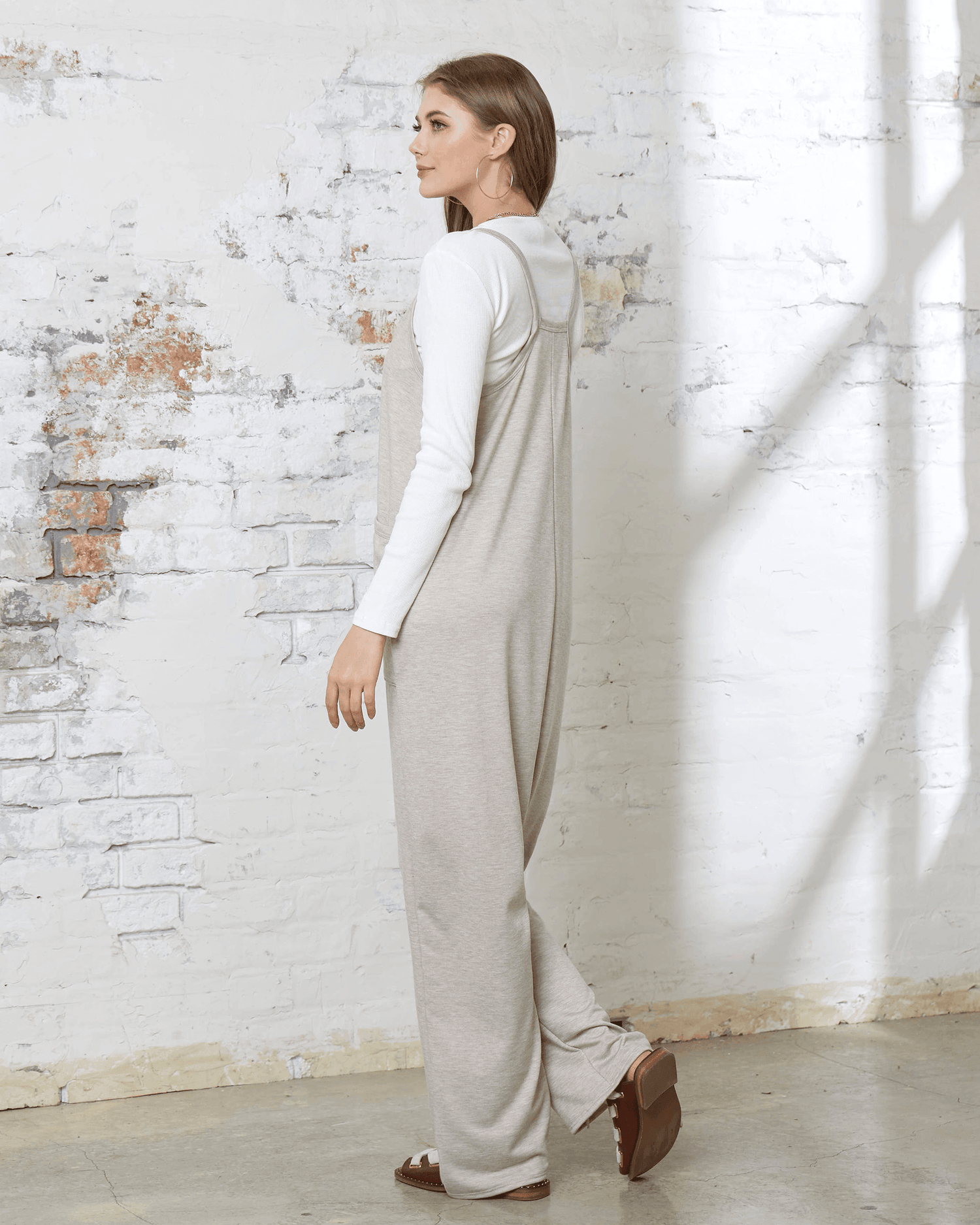 Drop Crotch Harem Jumpsuit - H.Taupe - noflik