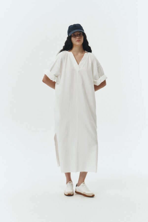 Charlotte Dress - White Stripe